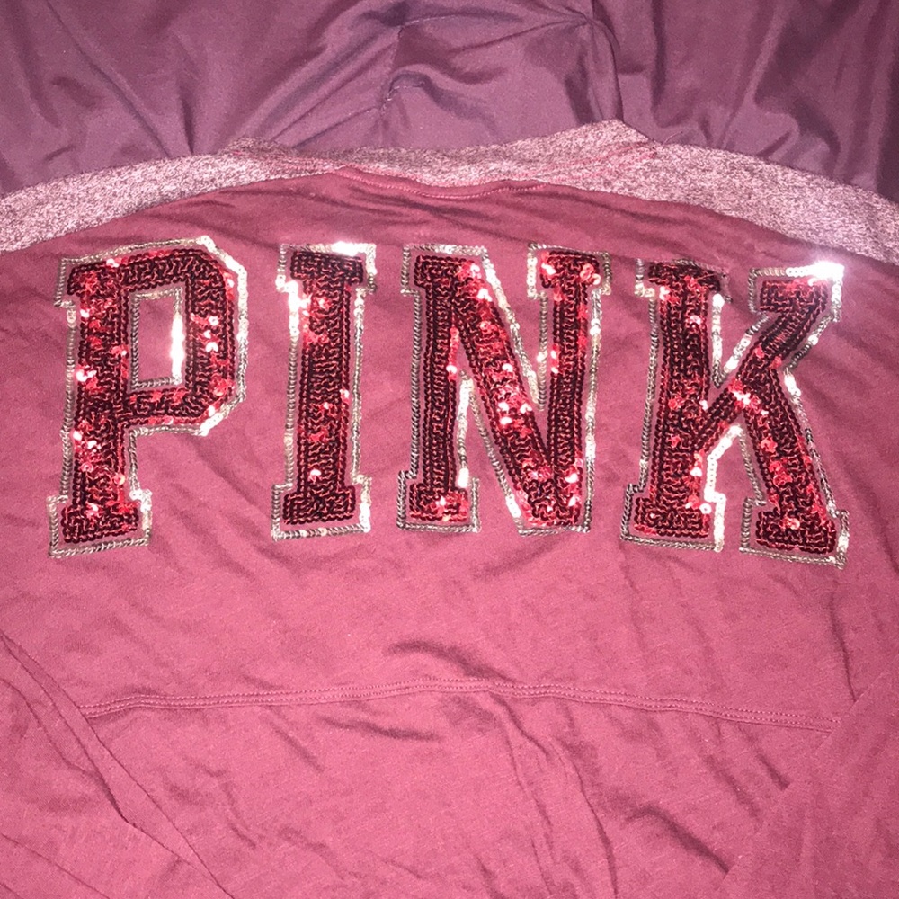 PINK Victoria’s Secret V Neck Long Sleeve Crew
